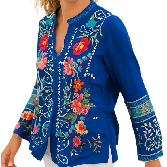 Johnny Was Tamarind Embroidered  Blouse NWT - Picture 2 of 14